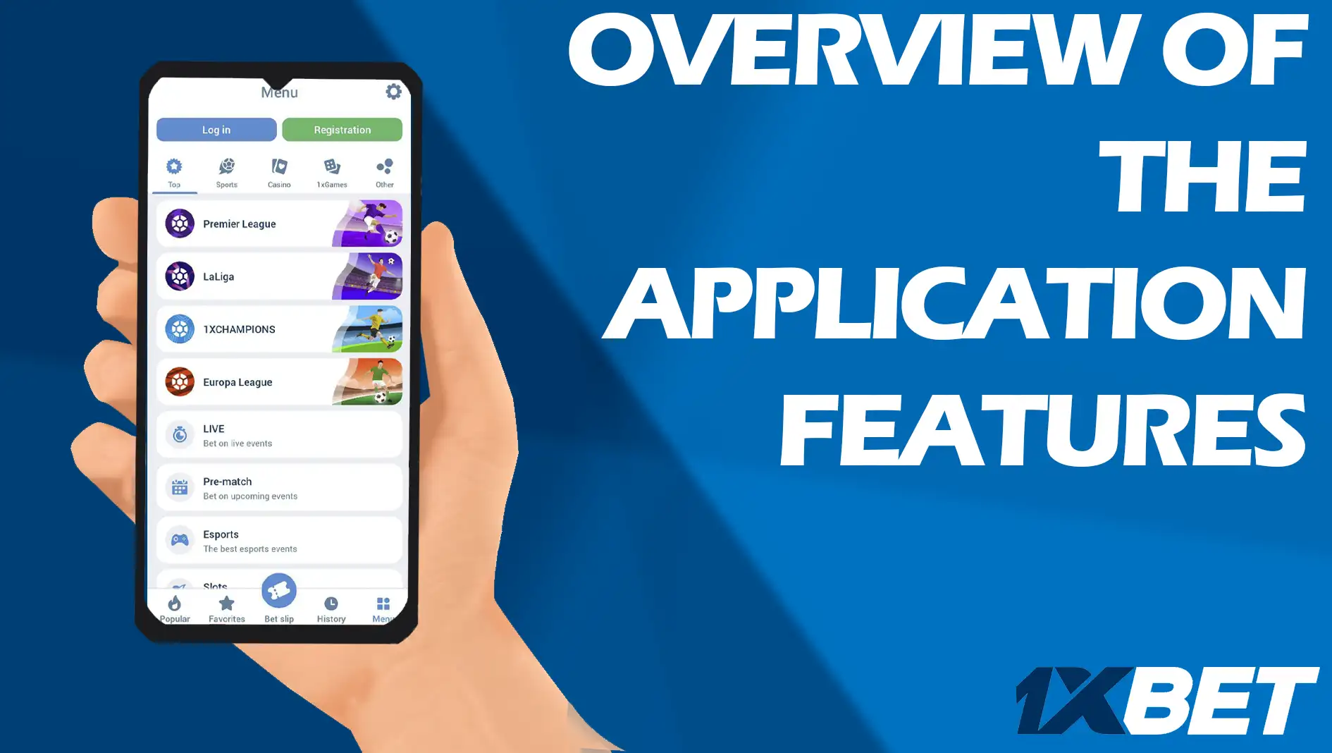 Caractéristiques de l'application 1xbet